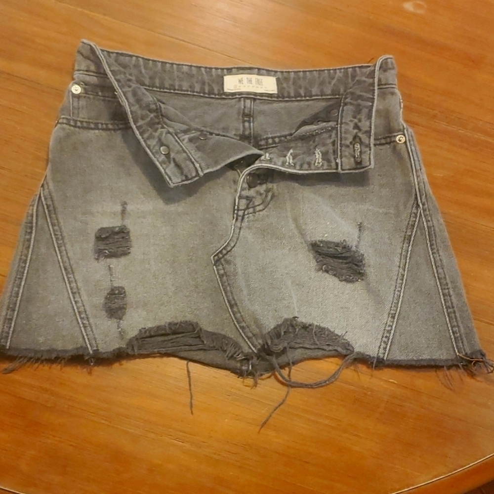 We the free Black distressed denim skirt. Size 24.